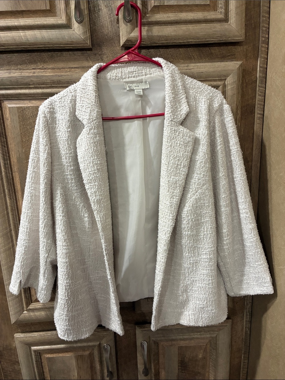 Cato Cream Textured Bouclé Open Blazer